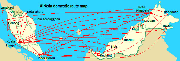 Air Asia Flight Route Map