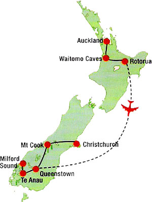 New Zealand Delights Tour Map