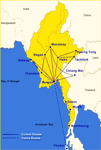 Air Mandalay Flight Route Map