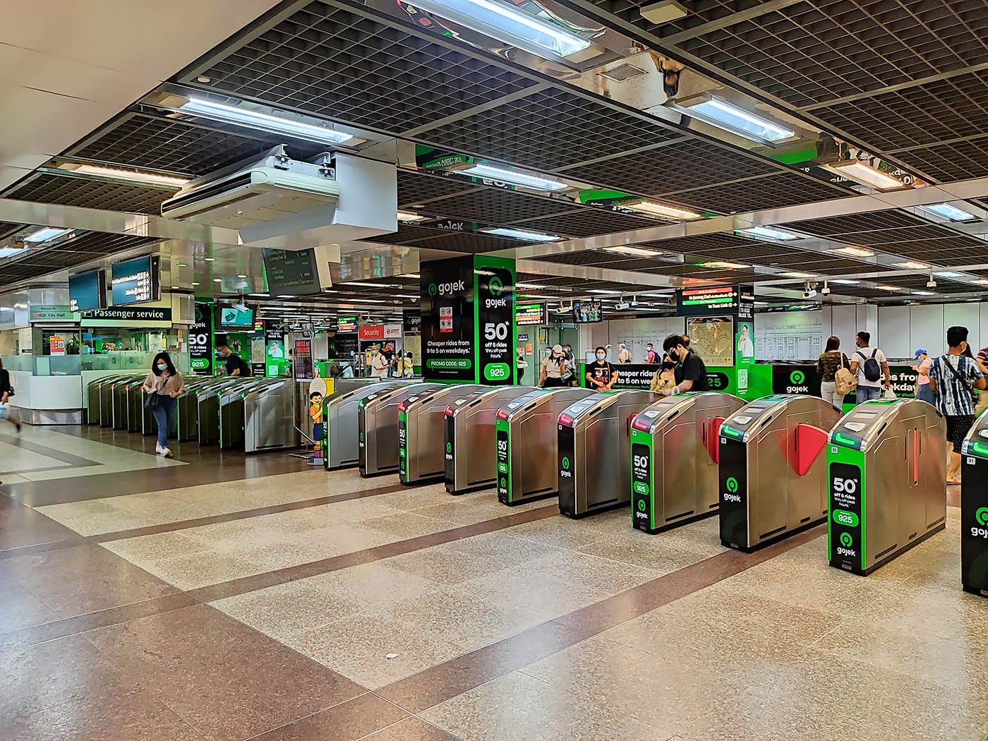 City Hall MRT Station - - Concourse and Fare Gates