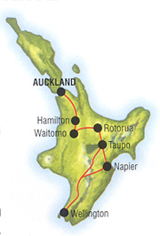 North Island Map, New Zealand