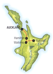 Tour Package Map Route, North Island NZ