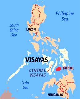 Bohol Map in the Philippines