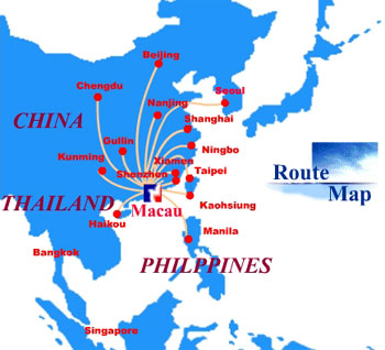 Air Macau Flight Route Map