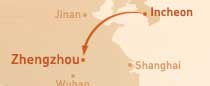 Incheon - Zhengzhou Flight Route Map