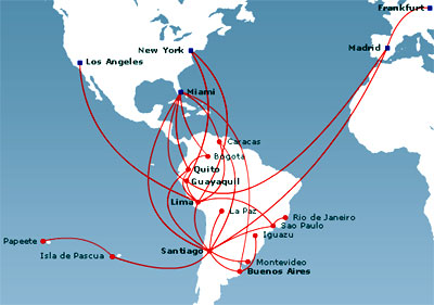 LAN Airlines Flight Routes Map