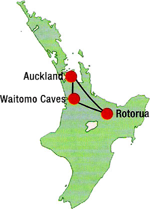 New Zealand North Island Package Map Route