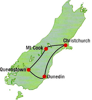 New Zealand South Island Package Map