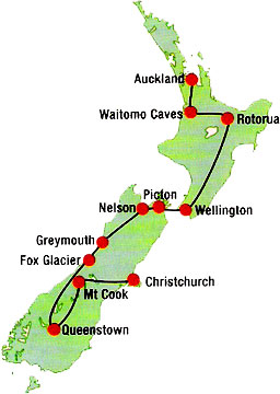 New Zealand Panorama Tour Map