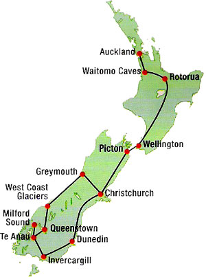 New Zealand Tour Map