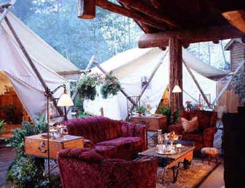 Outdoor lounge area at Clayoquot Wilderness Resorts and Spa