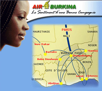 Air Burkina Flight Route Map