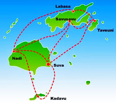 Air Fiji Flight Route Map