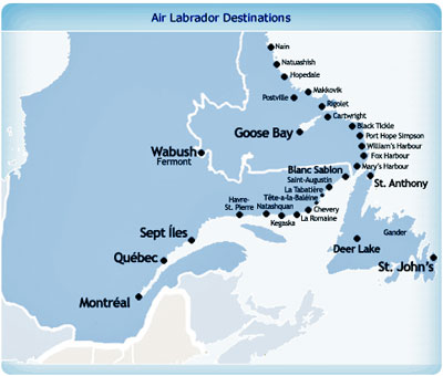 Air Labrador Flight Route Map
