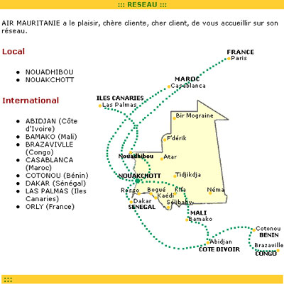 Air Mauritanie Flight Route Map