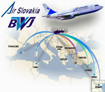 Air Slovakia Flight Route Map