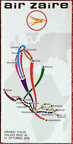 Air Zaire Flight Route Map