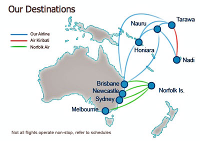 Our Airlines Flight Route Map